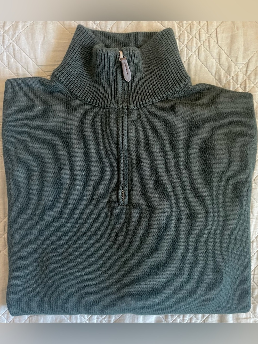 J. CREW Heritage cotton quarter-zip sweater in Green Size L $118 BT793